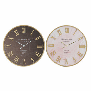 Horloge Murale DKD Home Decor Noir Rose Fer Bois MDF (60 x 4.5 x 60 cm) (2 pcs)