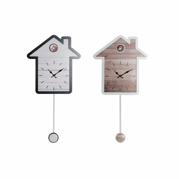 Horloge Murale DKD Home Decor Blanc Maison Bois MDF (32 x 4.5 x 56 cm) (2 pcs)