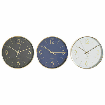 Horloge Murale DKD Home Decor Noir Bleu Aluminium Blanc (25 x 4.2 x 25 cm) (3 pcs)