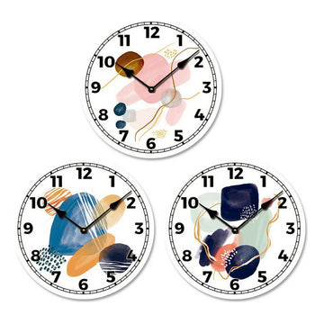 Horloge Murale DKD Home Decor Toile Abstrait Bois MDF (3 pcs) (20 x 3 x 20 cm)