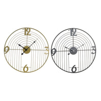 Horloge Murale DKD Home Decor Noir Doré Métal (45 x 3 x 45 cm)