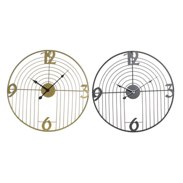 Horloge Murale DKD Home Decor Noir Doré Métal (45 x 3 x 45 cm)