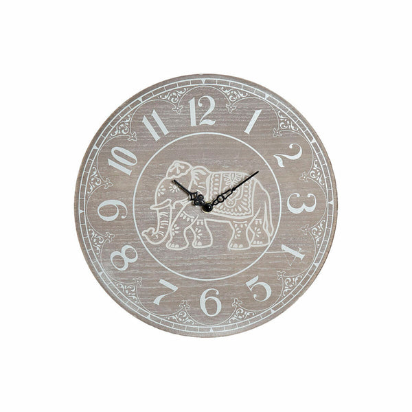 Horloge Murale DKD Home Decor Eléphant Blanc Bois MDF (30 x 3 x 30 cm)