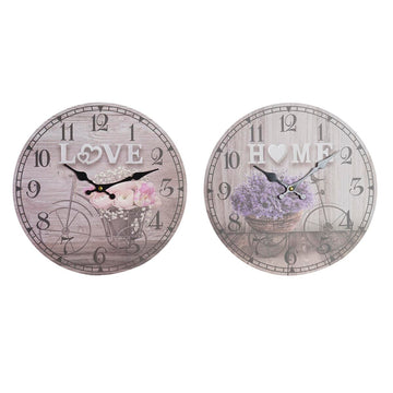 Horloge Murale DKD Home Decor Gris Bicyclette MDF (33 x 4 x 33 cm) (2 Unités)