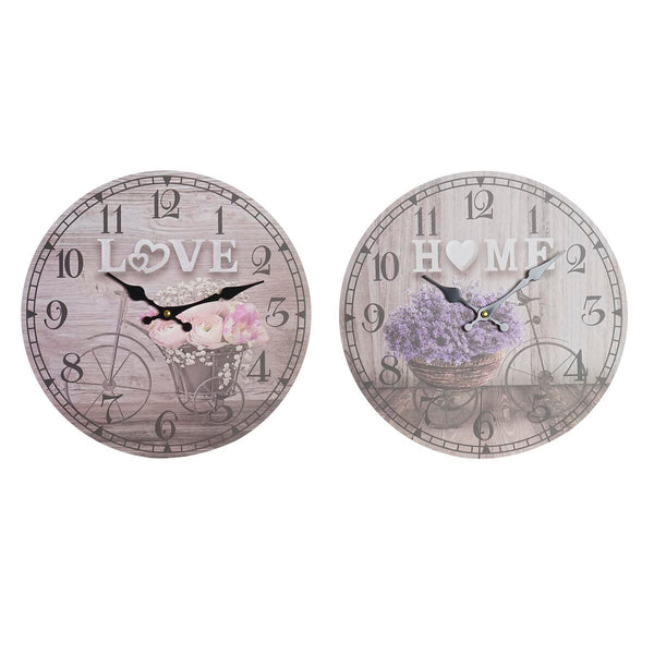 Horloge Murale DKD Home Decor Gris Bicyclette MDF (33 x 4 x 33 cm) (2 Unités)