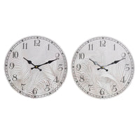 Horloge Murale DKD Home Decor Gris MDF Tropical (33 x 4 x 33 cm) (2 Unités)