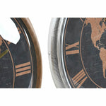 Horloge Murale DKD Home Decor Verre Argenté Noir Doré Fer Mappemonde (46 x 6,5 x 46 cm)