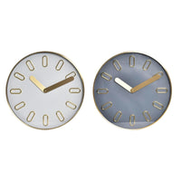 Horloge Murale DKD Home Decor Verre Gris Doré Aluminium Blanc (35,5 x 4,2 x 35,5 cm)