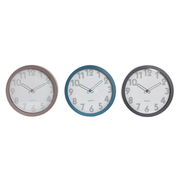 Horloge Murale DKD Home Decor Verre Gris Beige Turquoise PVC (30 x 4,3 x 30 cm)