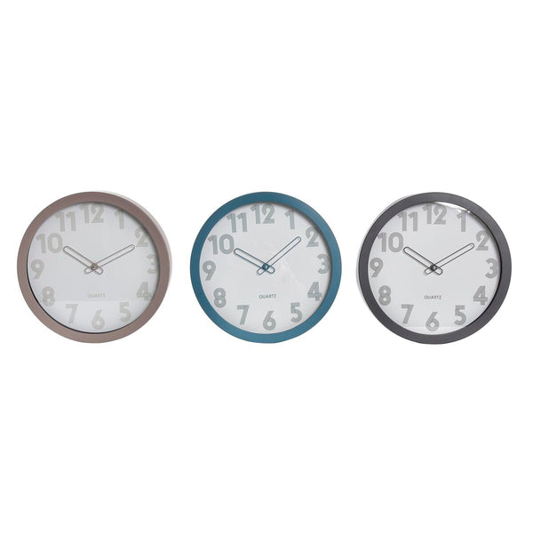 Horloge Murale DKD Home Decor Verre Gris Beige Turquoise PVC (30 x 4,3 x 30 cm)