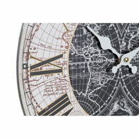 Horloge Murale DKD Home Decor Noir Beige MDF Mappemonde (34 x 4 x 34 cm)