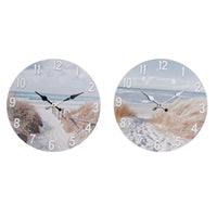 Horloge Murale DKD Home Decor Gris Beige Bleu Plage MDF (34 x 4 x 34 cm)