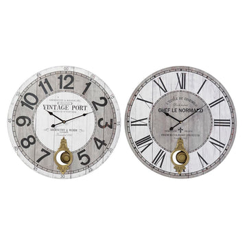 Horloge Murale DKD Home Decor Gris Doré Métal MDF Blanc (58 x 8 x 58 cm)