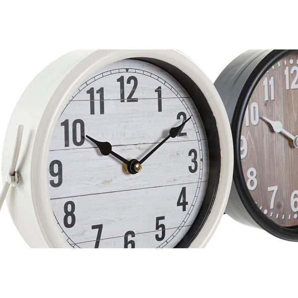 Horloge de table DKD Home Decor Noir Blanc Fer Loft (20 x 5,5 x 20 cm) (2 Unités)