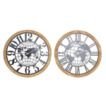 Horloge Murale DKD Home Decor Naturel Noir MDF Fer Mappemonde (60 x 4,5 x 60 cm)