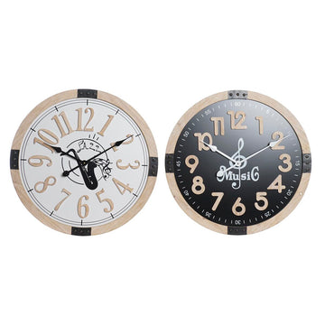 Horloge Murale DKD Home Decor Noir MDF Blanc (60 x 4,5 x 60 cm)