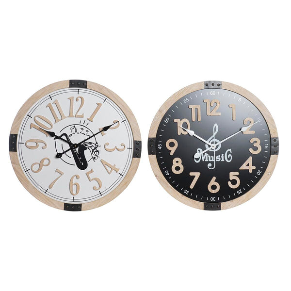 Horloge Murale DKD Home Decor Noir MDF Blanc (60 x 4,5 x 60 cm)