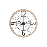 Horloge Murale DKD Home Decor Naturel Noir MDF Fer (70 x 4 x 70 cm)