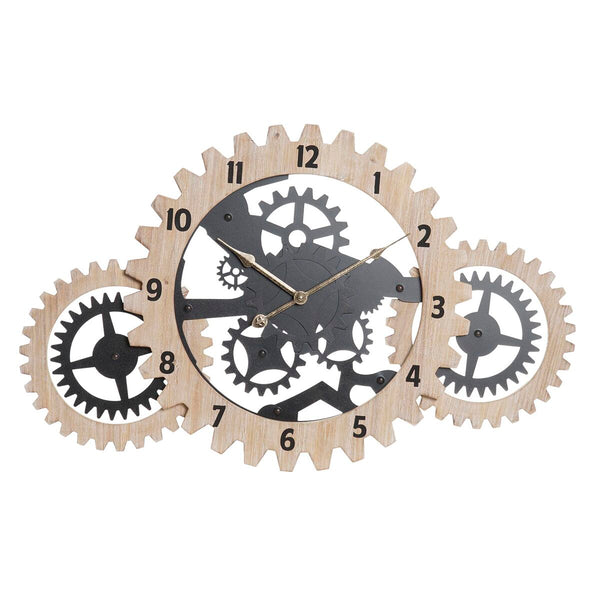 Horloge Murale DKD Home Decor Naturel Noir MDF Engrenage (70 x 4 x 45 cm)