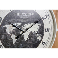 Horloge Murale DKD Home Decor Noir MDF Blanc Fer Mappemonde (60 x 4,5 x 60 cm)