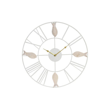 Horloge Murale DKD Home Decor Métal MDF Blanc Spirales (39 x 3,5 x 39 cm)