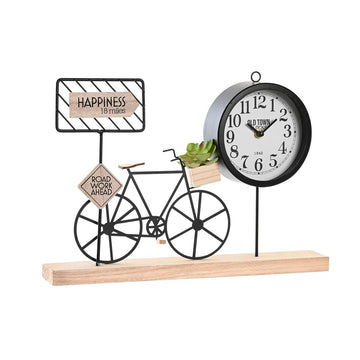 Horloge de table DKD Home Decor Bicyclette Naturel Métal Bois MDF (39 x 6 x 26,5 cm)