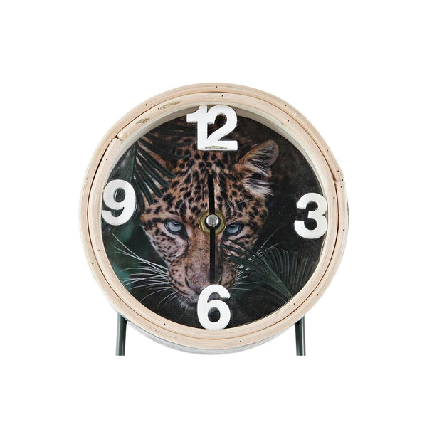 Horloge de table DKD Home Decor Naturel Noir Métal MDF (13 x 7 x 18 cm) (2 Unités)