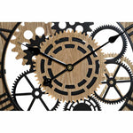 Horloge Murale DKD Home Decor Bois Naturel Noir MDF Fer Engrenage Loft (60 x 4 x 60 cm)