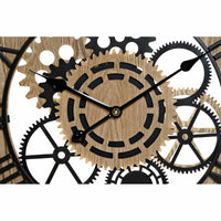 Horloge Murale DKD Home Decor Bois Naturel Noir MDF Fer Engrenage Loft (60 x 4 x 60 cm)