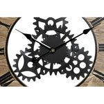 Horloge Murale DKD Home Decor Bois Naturel Noir Fer Engrenage (60 x 4 x 60 cm)