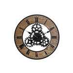 Horloge Murale DKD Home Decor Bois Naturel Noir Fer Engrenage (60 x 4 x 60 cm)