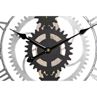 Horloge Murale DKD Home Decor Argenté Noir MDF Fer Engrenage Loft (60 x 4 x 60 cm)