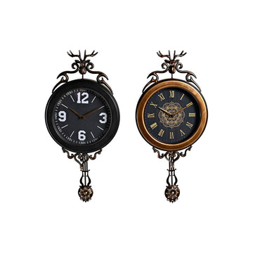 Horloge Murale DKD Home Decor Verre Noir Doré Fer (27 x 7,5 x 57,5 cm)