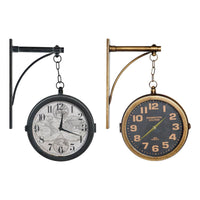 Horloge Murale DKD Home Decor Verre Noir Doré Fer (32 x 9 x 47 cm)