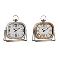 Horloge de table DKD Home Decor Verre Argenté Doré Fer (22,5 x 7 x 24,5 cm) (2 Unités)