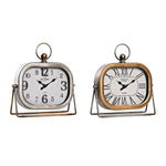 Horloge de table DKD Home Decor Verre Argenté Doré Fer (22,5 x 7 x 24,5 cm) (2 Unités)