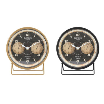 Horloge de table DKD Home Decor Noir Doré Fer PVC (12 x 5 x 14 cm) (2 Unités)