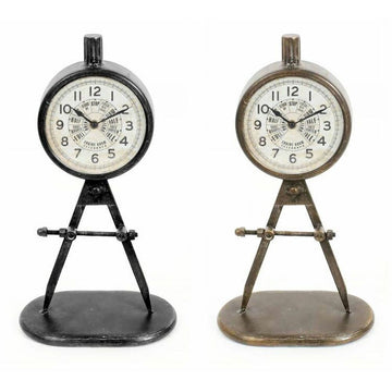 Horloge de table DKD Home Decor Noir Doré Fer PVC Loft (17 x 8 x 31 cm) (2 Unités)