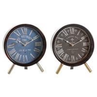 Horloge de table DKD Home Decor Verre Noir Bleu Métal (20,5 x 5 x 24 cm) (2 Unités)