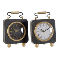 Horloge de table DKD Home Decor Argenté Noir Métal PVC (14,5 x 5 x 21 cm) (2 Unités)