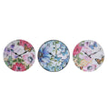 Horloge Murale DKD Home Decor Multicouleur Fleurs Bois MDF (34 x 4 x 34 cm) (3 Unités)