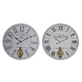 Horloge Murale DKD Home Decor Noir Métal Blanc Vintage Bois MDF (58 x 8 x 58 cm) (2 Unités)