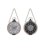 Horloge de table DKD Home Decor Noir Blanc Fer Mandala Bois MDF (40 x 6,5 x 46 cm) (2 Unités)