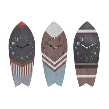 Horloge Murale DKD Home Decor Surf Multicouleur Bois MDF méditerranéen (20 x 4,5 x 50 cm) (3 Unités)