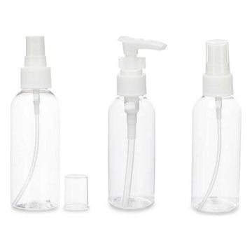 Ensemble de Voyage Transparent Blanc 3 Pièces Plastique