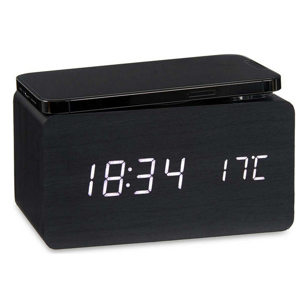 Montre Numérique de Table Noir PVC Bois MDF (15 x 7,5 x 7 cm)