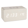 Montre Numérique de Table Blanc PVC Bois MDF (15 x 7,5 x 7 cm)