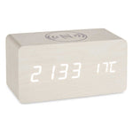 Montre Numérique de Table Blanc PVC Bois MDF (15 x 7,5 x 7 cm)