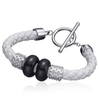 Bracelet Femme Time Force TJ1214B01N Blanc Noir Cuir Acier Acier/Cuir (21 cm)