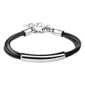 Bracelet Femme Elixa EL121-8193 Noir Acier Caoutchouc Argenté (21 cm)